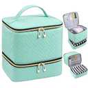 Nail Polish Organizer, Nail Polish Storage Holds 30 Bottles & Nail Lamp, Double Layer Nail Bag Organizer Case, Portable Nail Polish Holder for Nail Tech Travel & Manicure Kit