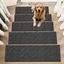 BEQHAUSE Edging Stair Treads for Wooden Steps 9" x 28", Non Slip Carpet Stair Treads Indoor Stair Runners, Soft Stair Rugs, Machine Washable, 100% Polyester, TPE Backing, 15pcs, Charcoal