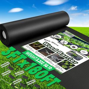 Non-Woven Thick Weed Barrier Fabric 3FT x 180FT, 3.2 oz Heavy Duty Weed Barrier Landscape Fabric, Ground Cover for Superior Weed Control, Easy Setup for Gardens, Landscaping, Flower Beds