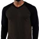 Mens T-Shirts V Neck Fashion Casual Cotton Baseball Stylish with Raglan Long Sleeves Dark Gray/Black XL