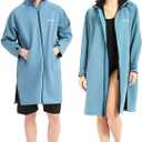 Waterproof Swimming Parka, Windproof Fleece Lined Surf Poncho Coat, Water Resistant Oversized Jacket for Swimming, XL
