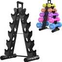 AmazeFan 5 Tier | 3-Tier Dumbbell Rack Stand Only, A-Frame Design Weight Rack with Handle, Weights Metal Strength Training Dumbbells Storage Rack for Home Gym Space Saver (Dumbells not Included)