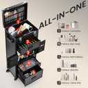 Rolling Makeup Case Salon Cart 5-In-1 Cosmetology Case on Wheels 3 Drawers