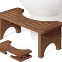 Toilet Stool Poop Stool, Collapsible Squatting Potty for Adults & Kids, Wooden Bamboo Step Stool for Bathroom, 7 Inch Height Foldable Pooping Toilet Foot Stool, Brown (1 Pack)