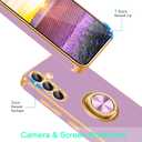 Fingic for Galaxy S25 Case[with 360 Rotatable Ring Holder][Support Magnetic Car Mount] Shiny Plating Gold Slim Thin Soft TPU Rugged Bumper Anti-Scratch Case for Galaxy S25 for Girls,Lavender Purple