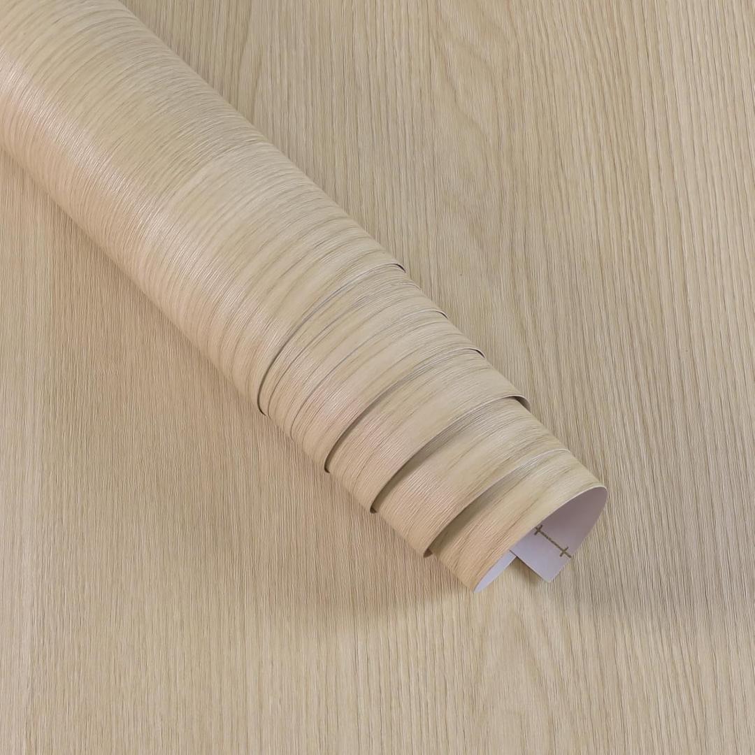 Boobest 15.7"x196" Beige Wood Contact Paper Wood Grain Peel and Stick Wallpaper Removable Self Adhesive Wood Look Vinyl Wallpaper for Bedroom Kitchen Walls Decorative Contact Paper Wood Desk Covering