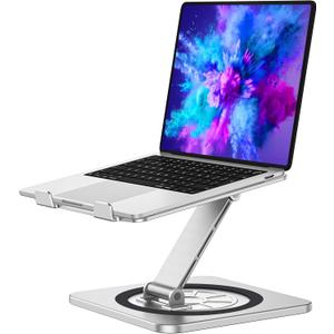 Adjustable Laptop Stand with 360 Swivel Base, Foldable Laptop Riser Holder for Desk, Ergonomic Computer Notebook Cooling Stand Mount, Compatible with MacBook Air Pro, Dell XPS, HP (10-16")