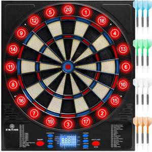 Electronic Dartboard 34 Games 355 Variations with 12 Darts Illuminated Dartboard Dart Storage for 12 Darts
