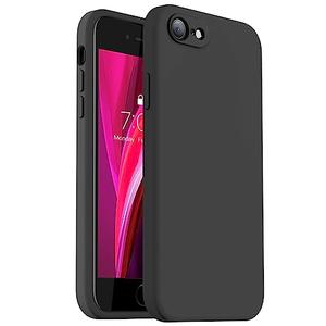 Vooii for iPhone SE Case 2022/3rd/2020,iPhone 8/7 Case, Upgraded Liquid Silicone with [Flat Edges] [Camera Protection] [Soft Anti-Scratch Microfiber Lining] Phone Case for iPhone SE - Black