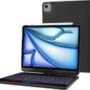 ProCase 360 Swivel Keyboard Case for iPad Air 11" (M4/M3/M2) 2026/2025/2024, Air 10.9" 5th/4th 2022/2020, iPad Pro 11" (2022-2018); 7-Color Backlit Wireless Keyboard, Auto Sleep/Wake - Black