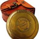 Authentic Vintage Style Brass Pocket Compass with Leather Case Rustic Vintage Home Decor Gifts