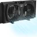 Comfort Zone Window Fan for Bedroom, 9 inch 3 Speed Dual Fans with Auto-Locking Expanders, Window Exhaust Fan, Removeable Bug Screen, Black