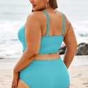 Eytino Womens Plus Size Bikini Sets High Waisted V Neck Bahting Suits Two Piece Color Block Swimsuits (XXL)