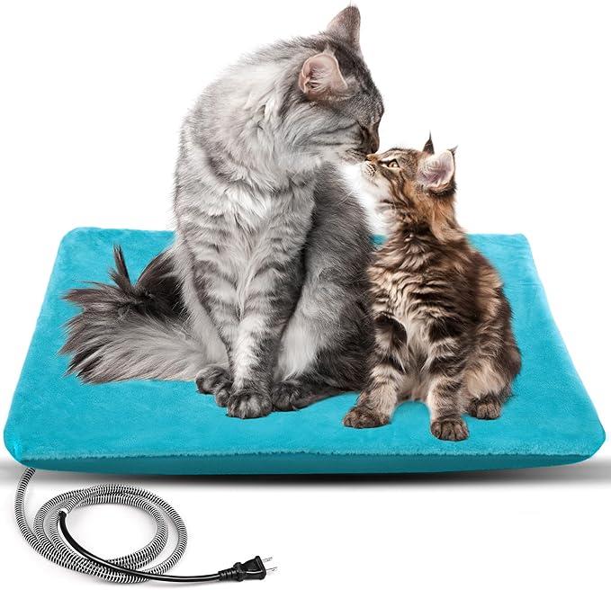 PETNF Heating Pad for Cats, Outdoor Cat Heating Pad Outdoor for Cats Outside, Heated Pad for Dogs House, Safe Electric Cat Warming Pad, Heated Cat House Bed Waterproof, Heat Pad for Feral Cat, 20"X12"