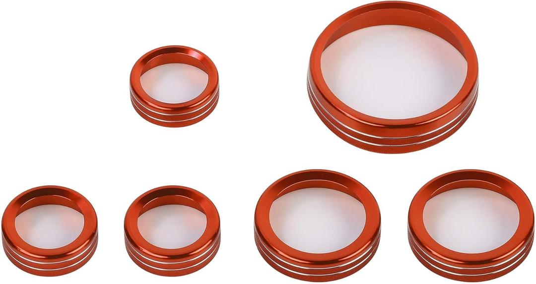 Savadicar CKT01 Billet Aluminum Control Knob Trim Sets, Headlight/4WD/HVAC Climate Control Knob Ring Bezels, Air Conditioner/Radio Switch Cover for 2021-2025 Ford Bronco, Interior Accessories, Orange