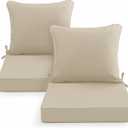 Outdoor Chair Cushions Set of 2, Waterproof Backrest and Deep Seat Cushion Set for Patio Furniture, Outdoor Sofa Replacement Cushions with Removable Cover, 24 x 24 Inch, Cream