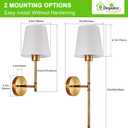 Depuley Battery Operated Wall Sconce: Set of 2 Wireless Wall Lights with 10000mAh Dimmable Bulbs and Remote for Bedroom - Rechargeable 15 Colors Gold Wall Lamp for Living Room Hallway