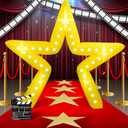 28 Pcs Movie Night Party Decorations 6 ft Large Inflatable Pentagram Arch Kit with LED Light Blow up Star Sign with Red Carpet Runner for Carnivals Birthday Party Photo Supply