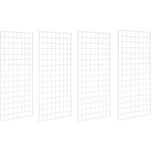 Gridwall Panels, Heavy Duty Grid Panel for Retail Display Wall, 2' Width x 4' Height, White, 4 Pack