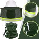 SATINIOR 3 Pcs Sun Hard Hat Neck Protection High Visibility Full Brim Mesh Sun Protection Bandana Headband Arm Sleeves with Reflective Strap for Construction Helmet Hard Hat(Military Green)