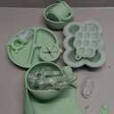 16 Pack Silicone Baby Feeding Set, BPA-Free Baby LED Weaning Supplies, Include Suction Plates, Baby Bowls, Silicone Fork & Spoon, and More, First Stage Baby Food Eating Utensils - 6+ Months(Green, 16)