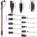 SAE to DC Power Cable 14AWG SAE Plug to DC 5.5x2.1mm Male Adapter Cable, with SAE Polarity Reverse Adapter 10 Pcs DC Adapter, for Solar Battery Panel Automotive RV(2ft,2pack)