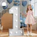Marquee Numbers 3 Feet Tall Big Light Up Numbers First 1st 21st Wild One Happy Birthday Decorations White Anniversary Party Decor Large Cardboard Prop Backdrop Sign 1