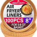 Air Fryer Paper Liners, 100PCS Non-stick Oil Resistant Air Fryer Parchment Paper Liners, 8 Inch Air Fryer Liners Disposable, Round Airfryer Liners for 5-8QT Air fryer, Baking, Roasting Microwave
