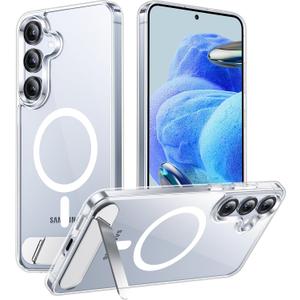 Temdan Magnetic for Samsung Galaxy S25 Plus Case, [Innovate Stand][Military Grade Drop Protection][Non Slip][Non-Yellowing] Shockproof Phone Case for Galaxy S25 Plus 6.7" 2025 -Clear