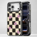 Bouvardia for iPhone 17 Pro Max Case, Cute Girly Design for Women, Shockproof & Aesthetic, Checkered & Flowers