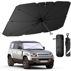 helloleiboo Foldable Car Windshield Sun Shade Umbrella 360Rotating 55"x30"Sunshade for Car Windshield Front Window Reflective Polyester Blocks Heat Automotive Interior Sun Protection for Cars Trucks
