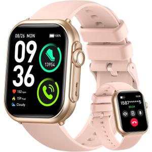 Health & Fitness Trackers for Women Men: 30 Day Battery Life Activity Tracker with Answer/Make Call Blood Pressure SpO2 Sleep Heart Rate Monitor 120+ Sports 5ATM Smart Watch for iPhone Android Reloj (Pink)