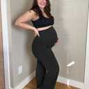 G4Free EverGoing Maternity Pants Over the Belly Yoga Dress Work Stretchy Lounge Pregnancy Wide Leg Trousers with Pockets (L)