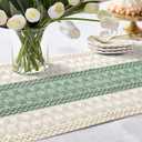 7 x OTOSTAR Boho Table Runner 12x72 Inch Macrame Table Runners with Tassels 72 Inches Long Rustic Farmhouse Table Runner for Living Room Kitchen Dining Room Home Decor (Green)