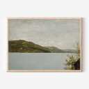 Serene Vintage Lake Painting, Neutral Wall Art for Rustic Decor, Above Bed Art