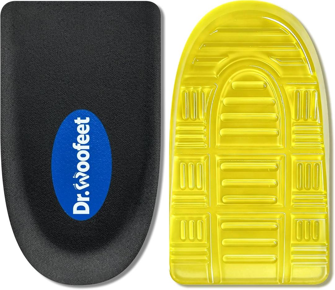1/2" Heel Cups for Plantar Fasciitis & Severs Disease - High-Density Memory Foam & Orthopedic Gel Core - Washable Non-Slip Shock Absorbing Inserts for Cleats & Boots (Medium, 1 Pair)