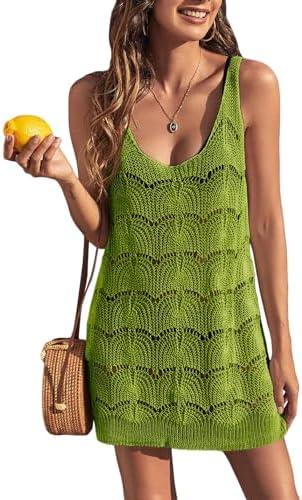 Womens Sexy Crochet Cover Up Swimwear Mesh Dress See Through Fishnet Beach Swimsuit Top, Size XL