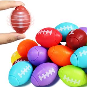 Mini Football Fidget Spinner 36 Pack, Tiny Plastic Footballs for Party Favors Stress Toy, Bulk Small Football Toys for Kids Little Football for Christmas Birthdays Sports Football Party (Multi Color)
