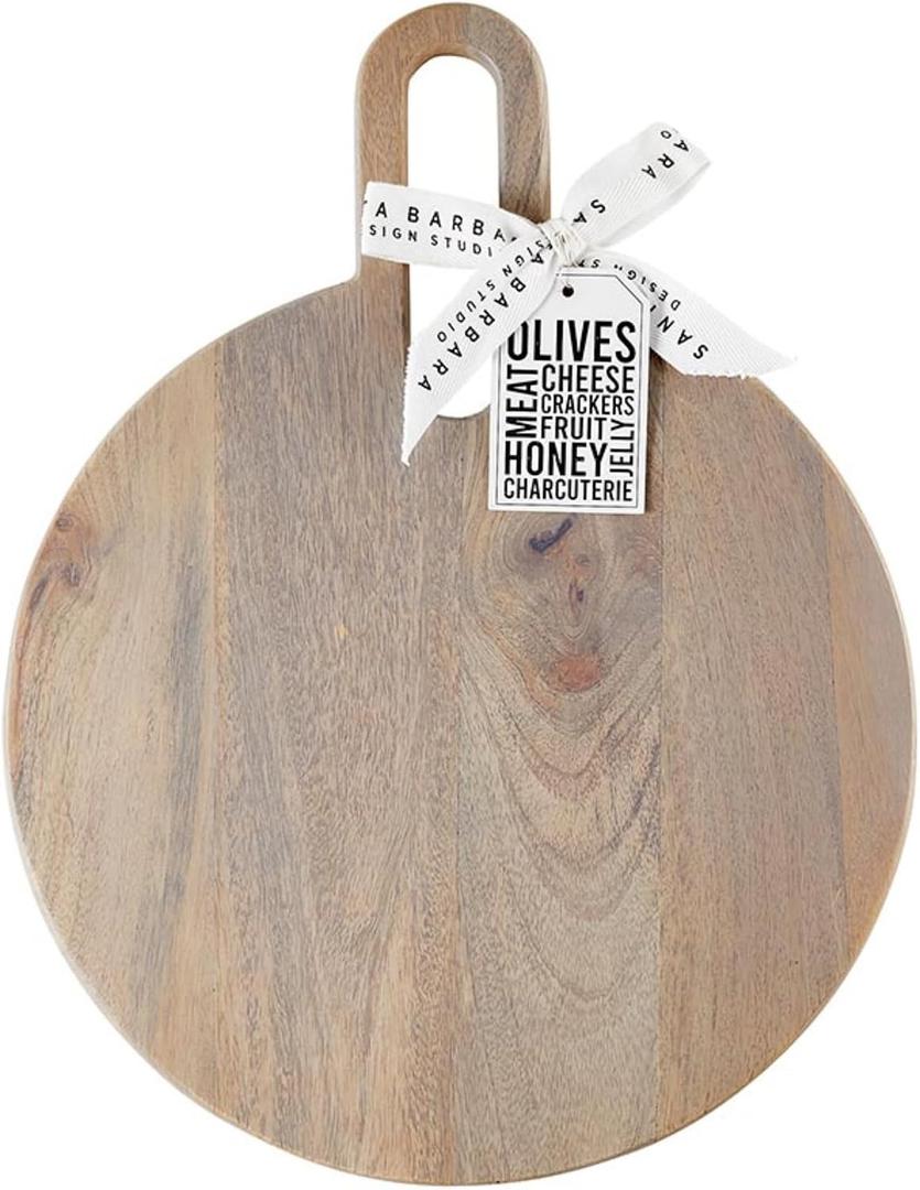 Santa Barbara Design Studio Mango Wood Charcuterie Boards Cheese Board Round Cutting Board, Medium, Natural, 18"L x 0.8"W