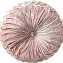 HLOVME Decorative Round Throw Pillow for Couch Bed Living Room Small Floor Pillow Cushion for Adults Kids 13.7" (A01-Pink)