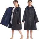 Hiturbo Kids Waterproof Swim Parka: Windproof Swimming Coat - Thin Fleece Lining - Oversized Swimmer Jacket Size : 78*50 cm