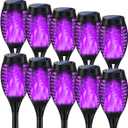 Outdoor Halloween Decorations, 10Pack Purple Flickering Flame Solar Torch Light for Yard Decorations, Waterproof Halloween Lights Outdoor, Solar Lights for Outside Decor Garden Patio Lawn Path Scary