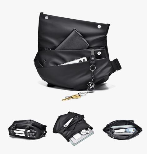 Sling Bag for Men, Fashion Cross-Body Bag Mens Small Travel Backpack with Water Bottle Holder Casual Daypack for Hiking Gray
