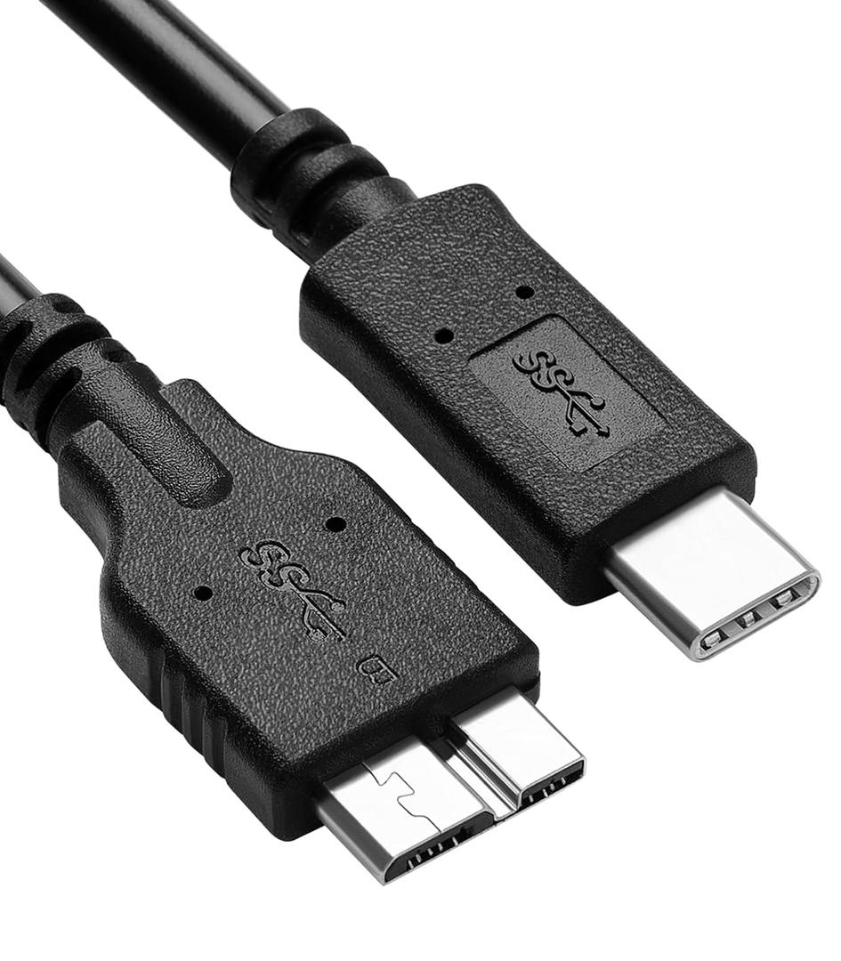 Micro B to USB C Cable, 3FT USB External Hard Drive Cable, HighSpeed Data Transfer Cord for WD My Passport, Seagate, Toshiba, MacBook Pro/Air, iPad, iPhone 15/16, Samsung Galaxy S24, PC and More