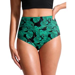 G Gradual Women's High Waisted Bikini Bottoms Tummy Control Swim Bottom Full Coverage Bathing Suit Swimsuit Bottoms for Women (Green, M)