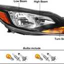 Headlights Assembly for 2012 2013 2014 Ford Focus Halogen Head light Headlamp, Bulb Include, Black Housing Amber Corner