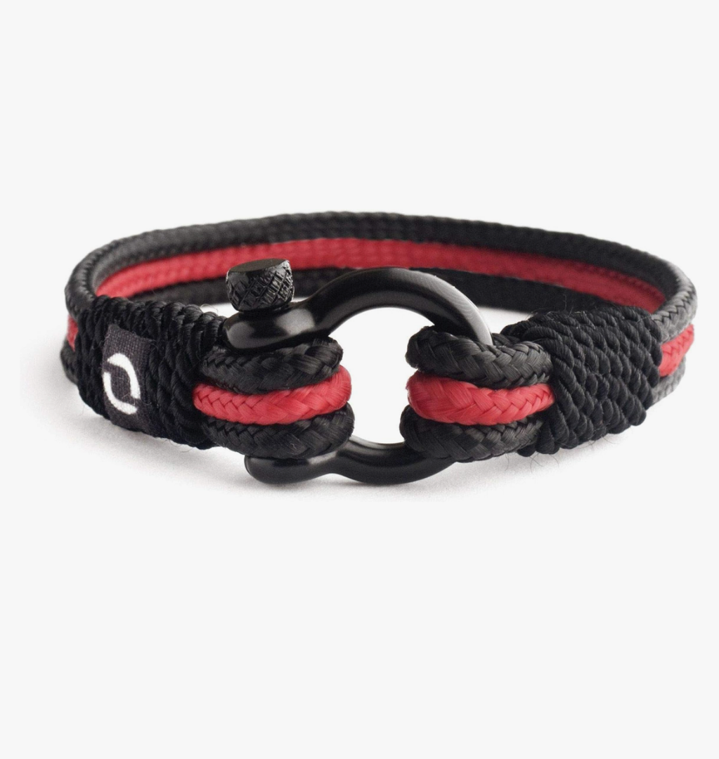 Mens Rope Bracelet - Stainless Steel Black Shackle, Extremely Durable and Scratch Resistant Waterproof Paracord, Handmade, Nautical Wristband for Men, 6.5 inches