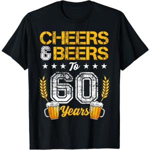 Cheers And Beers To 60 Years 60th Birthday Drinker Family T-Shirt, Large