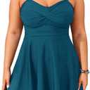 Aqua Eve Plus Size Two Piece Swimsuits for Women Tankini Bathing Suits Flowy Swim Dress with Shorts (28 Plus, Green)