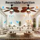 52" Modern Tropical Ceiling Fan with Light and Remote for Bedroom, Large